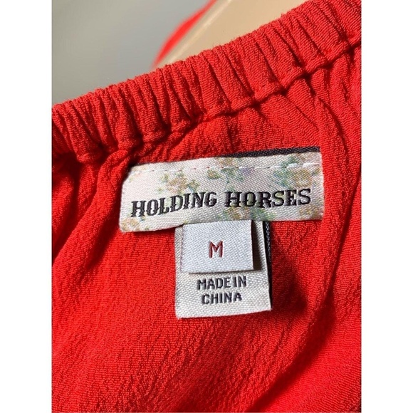 Holding Horses Maya Off Shoulder Blouse Medium Red Anthropologie Boho Chic - Picture 7 of 8